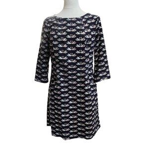 Boden Womens Navy Corduroy Swan Knee Length Dress Pockets Amber Shift Size 8R